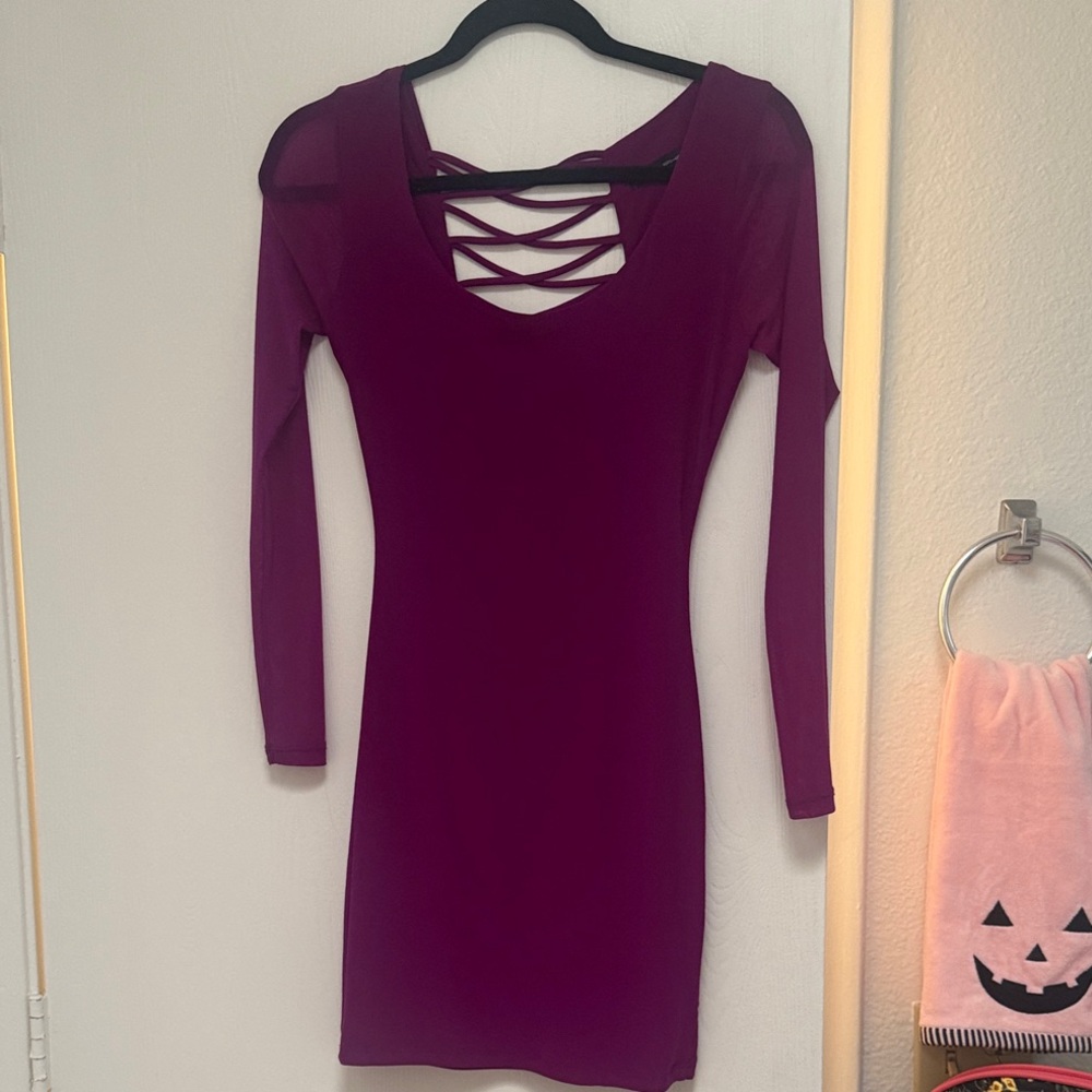 Symphony Deep Purple Long Sleeve Dress